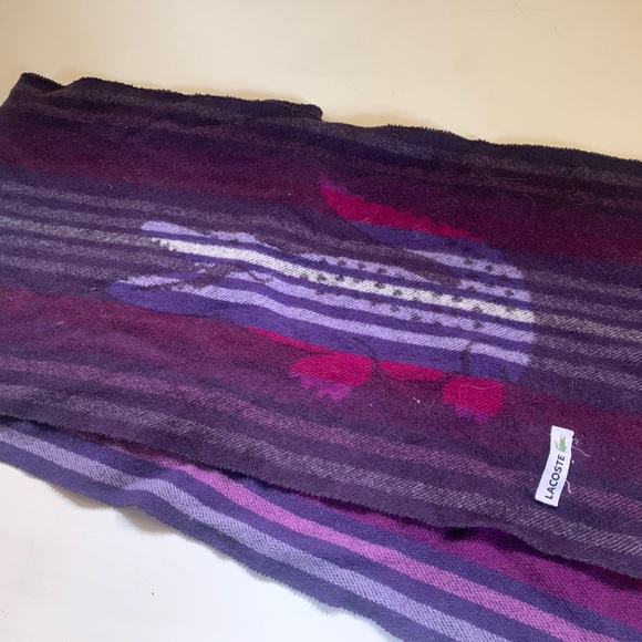 2/$30 LACOSTE women’s winter scarf - pink and purple stripes - Picture 4 of 7